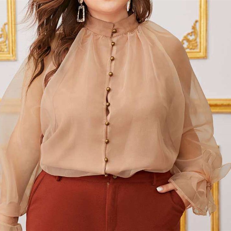 Autumn Middle East Plus Size Womens Organza Piece Round But