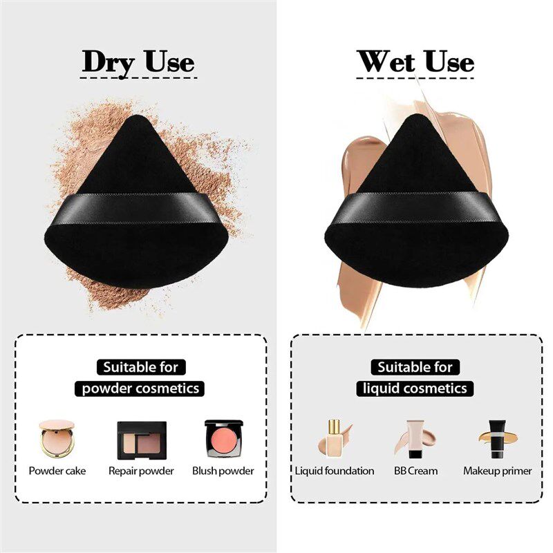 10/20Pcs Triangle Velvet Powder Puff Pizza Flours Mini Face