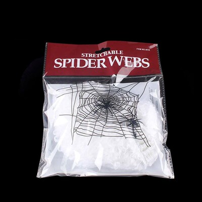 Halloween Scary Party Scene Props White Sretchy Cobweb Spide