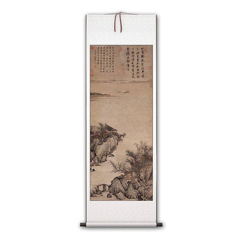 明 唐寅 湖山一览图 复古山水风景国画 唐伯虎 微喷复制 玄关挂画,家居饰品,国画,淘宝优惠券,粉丝福利购,淘宝优惠卷