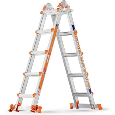 A-frame 5-step ladder, 17 foot extended ladder with stabiliz