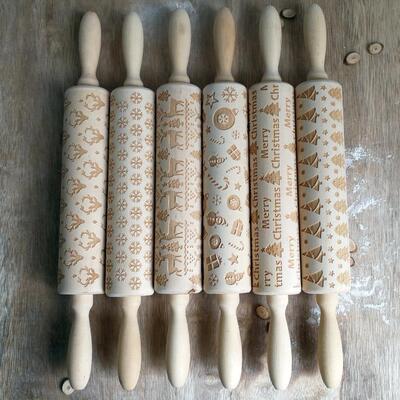 Taoup Wooden Christmas Ornaments Xmas Cookie Stick Rolling