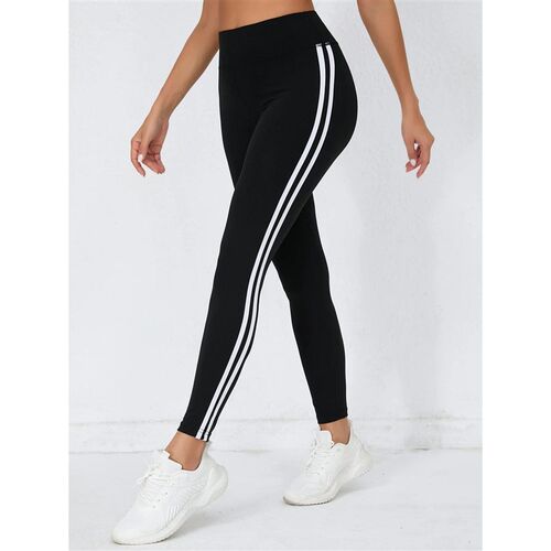 Womens Super Soft Leggings With White Striped, High Waist S