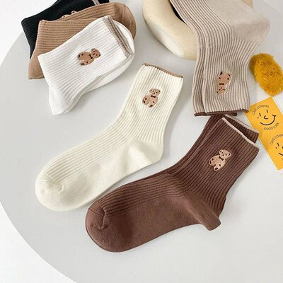 5 Pairs Pack Lot Women Socks Cartoon Bar Lovely Breathable H