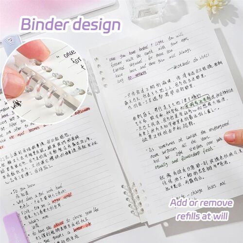 B5/A5 Loose-Leaf Notebook 60 Sheets Binder Lined Book Kawaii