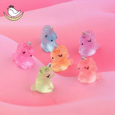 6Pcs Mini Unicorns Luminous Toy Cute Decorations Kids Glow i