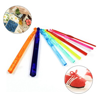Weaving tools, sweater needles, plastic colored crochet hoo