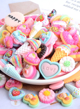 20 Pcs Candy Cake Material Kit 3D Resin Flat Cabochons Embel