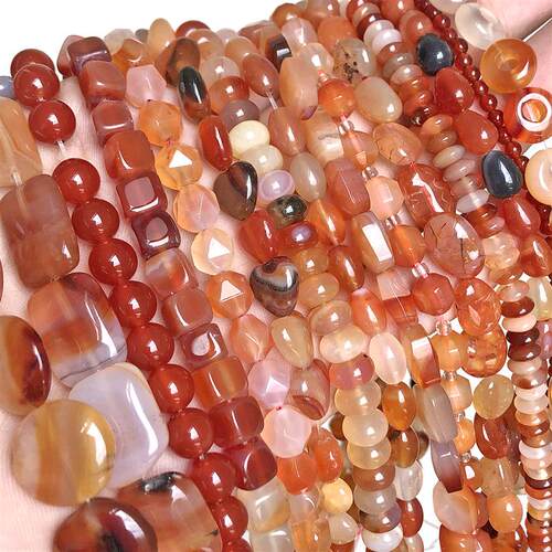 Red Agates Stone Beads Natural Round Carnelian Onyx Loose Be