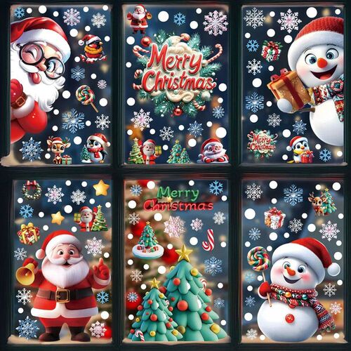 2025 Christmas Static Window Clings - Gingerbread Man Snowma