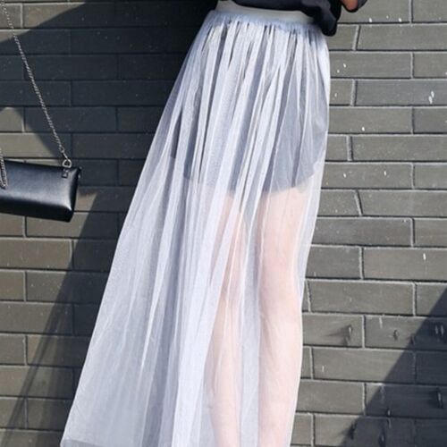 2023 Summer Long Lace Skirt Women Black White Mesh Voile Cas