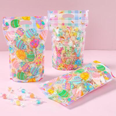 Easter Hand Zip Bag Cute Bunny And Egg Printed Candy Bag Sta