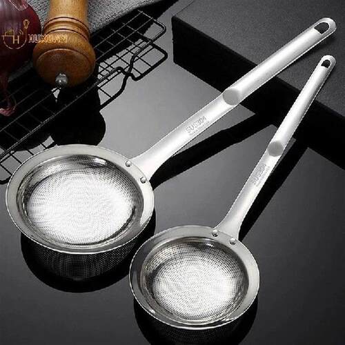 2pcs Fine Mesh Stainless Steel Leaky Spoons with Handles,