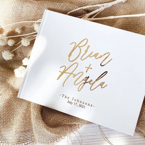 Personalised Wedding White Guest Book Custom Elegant Mr and
