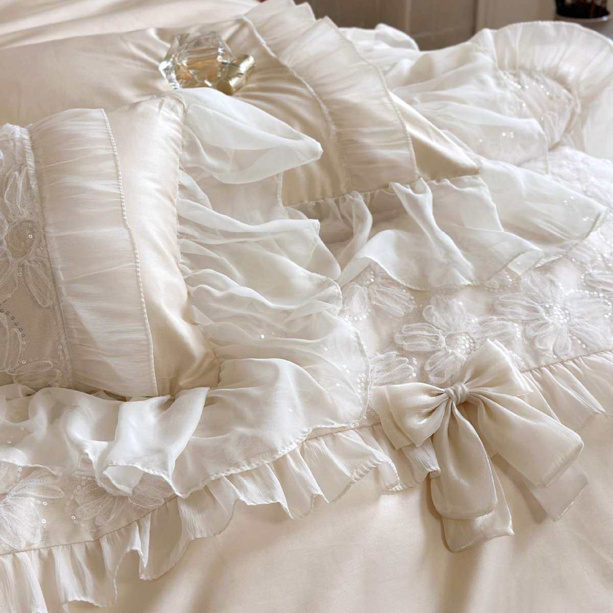 法式公主风手工花边贡缎长绒棉亮片蕾丝奶油风床品四件套,3C数码配件,其它配件,淘宝优惠券,粉丝福利购,淘宝优惠卷