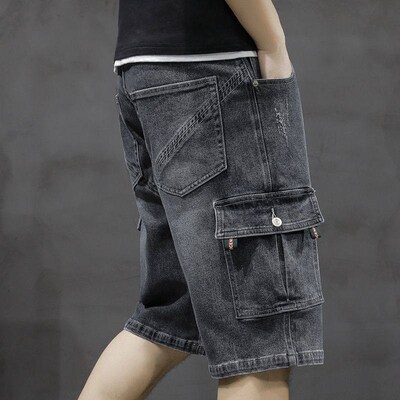 Men Fashion Baggy Cargo Jean Shorts Mens Mult Pockets Boards
