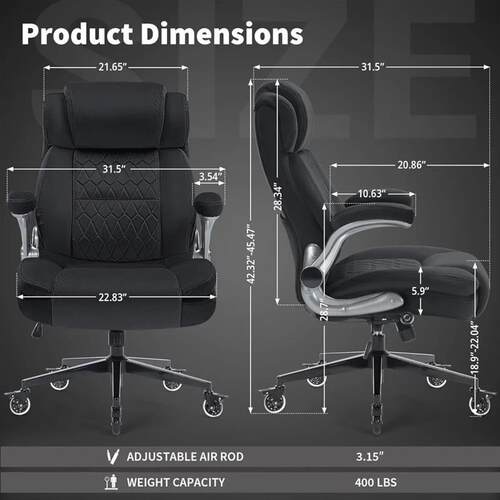 Fabric High Back Office Chair 400lbs-Adjustable Built-in Lum