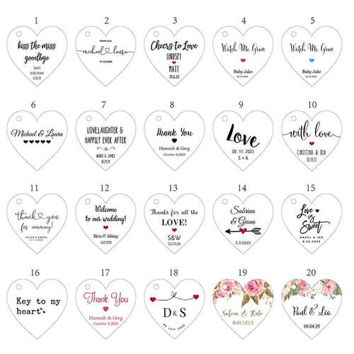 #20 100pcs 4.5x4.5cm Kraft/White Paper Label Heart Shape Tha