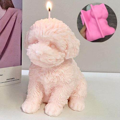 Large Teddy Dog Silicone Candle Mold Lovely Animal Pet Gypsu