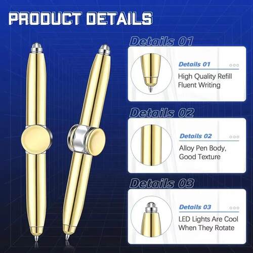 Led Fingertip Spinning Pen Fidget Anxiety Decompression Gyro