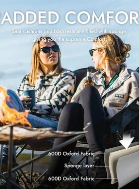 Double Camping Chair Loveseat, Portable Folding Outdoor Lawn