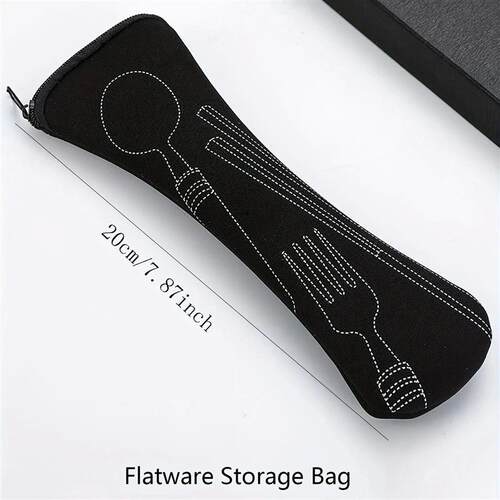 1pc-1pc Portable Tableware Storage Bag, Zipper Type, Stainle