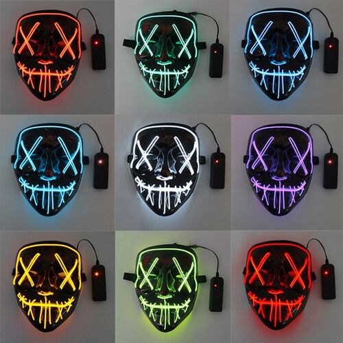 2pcs led light mask Halloween costume prop Scary Face mask
