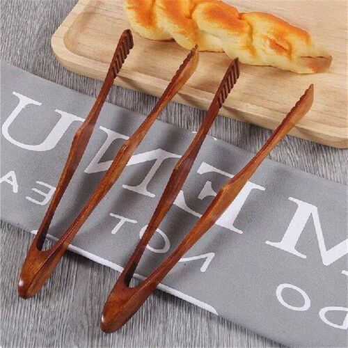 1 Pc Bamboo Cooking Kitchen Tongs Food BBQ Tool Salad Bacon