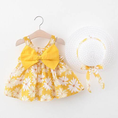 New Baby Girl Beach Princess Dress Cute Bow Flower Sleeveles