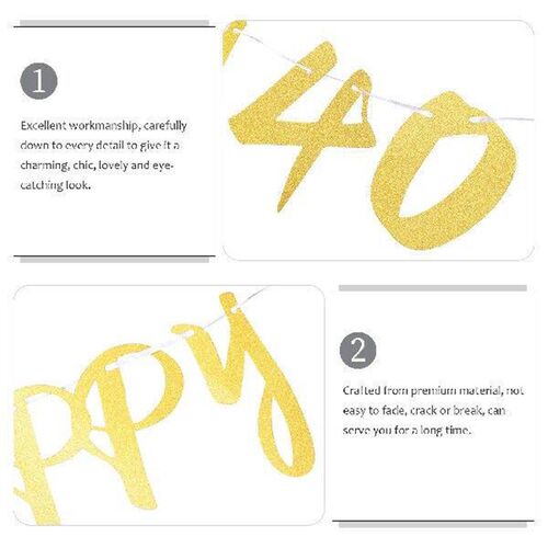 40th Birthday Party Supplies Happy Decorations Flag Banner