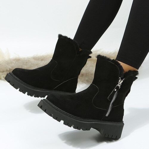 Winter Warm Furry Martin Boots for Women Side Zippered Plus