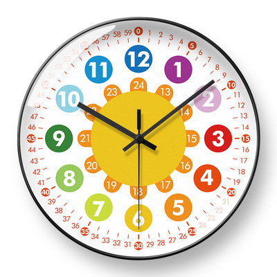 早教学习挂钟儿童房学生用时钟表认字认表卡通男孩女孩幼儿园教室