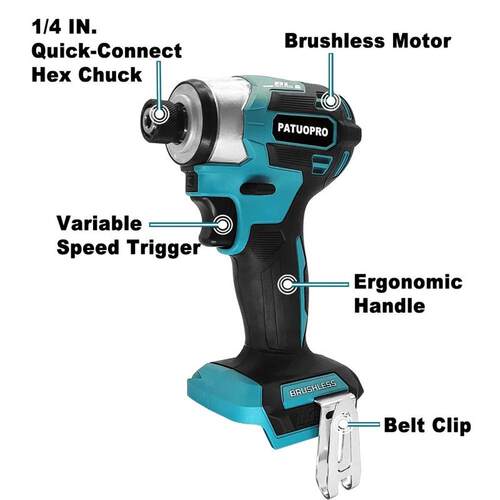 5-Speed Cordless Electric Impact Driver 1/4-Inch Hex Brushle