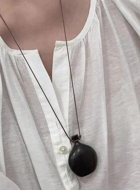 Minar Cute Lovely Brown Black Color Wood Flagon Long Pendant