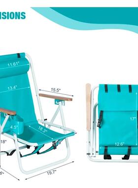 Folding Beach Chair Set of 2 for Adults,4 Position Portable