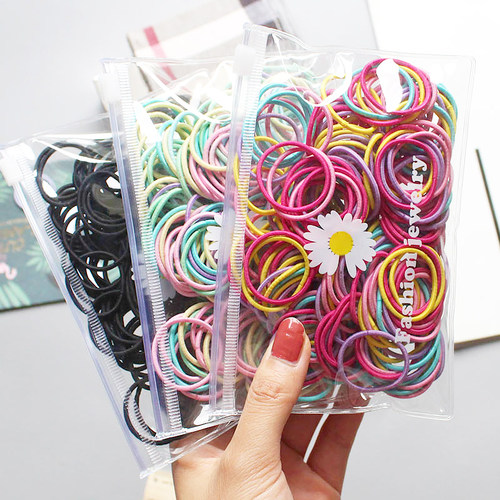 100Pcs/Set Children Girls Hair Bands Candy Color Hair Ties C