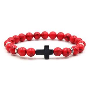 Prayer Men Natural Stone Wood Beads Rosary Hematite Cross