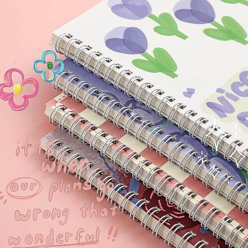 A5 Size Coil Lined Notebooks Kawaii Cover 2 Random Cute