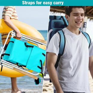 Folding Beach Chair Set of 2 for Adults, 4 Position Portable