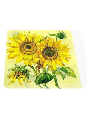 20pcsPac 33cm 2-Ply Sunflower Printed Coloured Napk Housewar