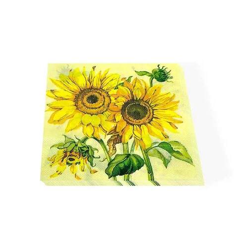 20pcsPac 33cm 2-Ply Sunflower Printed Coloured Napk Housewar