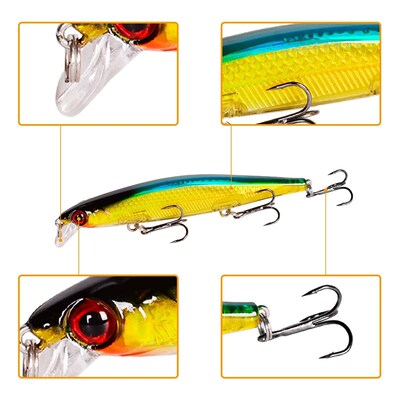 1Pcs Floating Wobbler Minnow Laser Fishing lure 11mm 12g Cra