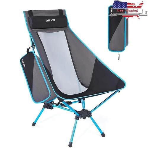 Portable Folding Camping Chair High Back Adjustable Headrest
