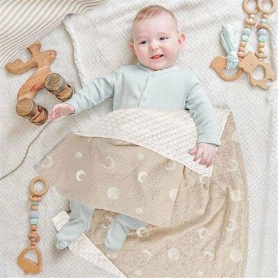 Baby Blanket with Dotted Backing Infant Swaddles Wrap
