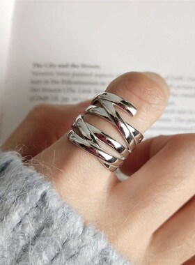 Ins tendy metallic minority design ring female fashion chain