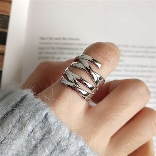 Ins tendy metallic minority design ring female fashion chain