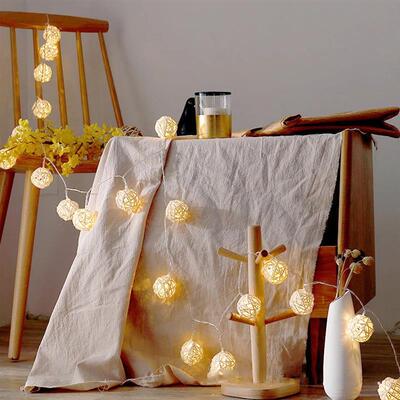 LED Rattan Ball Light String 6m Camping Tent Light USB Batte