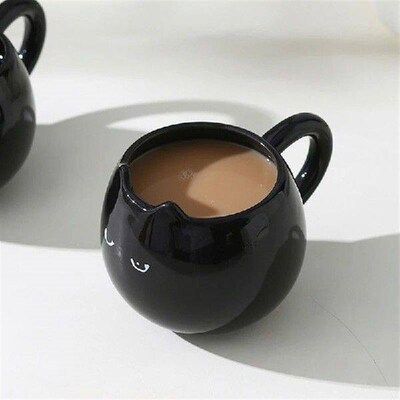 1 Cat-shaped Ceramic Cup, Black Cat Mug, Cute Milk Cup,