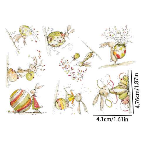 64pieces PET Easter Bunny Transparent Decoration Self-adhesi