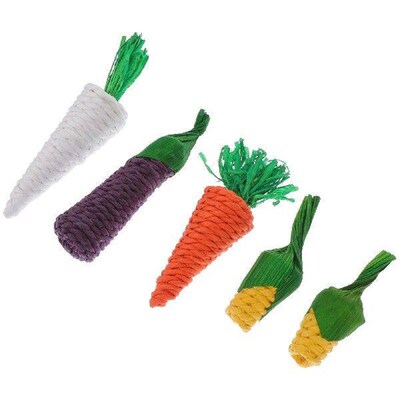 5 PCS Vegetable Rabbit Teething Stick Bunny Toys Cotton